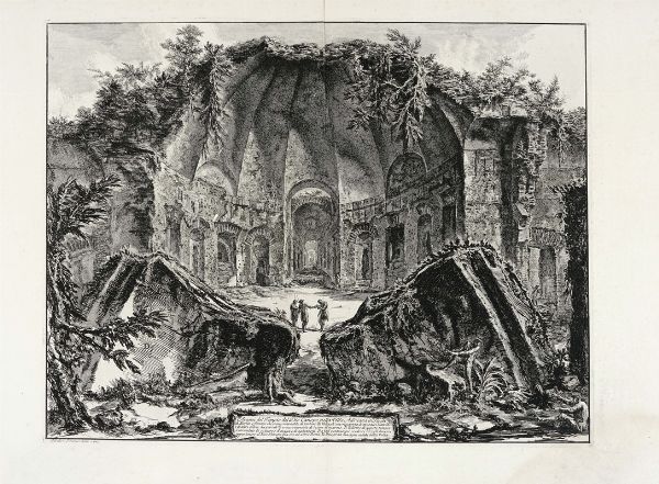 GIOVANNI BATTISTA PIRANESI : Avanzi del Tempio del Dio Canopo nella Villa Adriana in Tivoli.  - Asta Arte Antica [Parte I] - Associazione Nazionale - Case d'Asta italiane