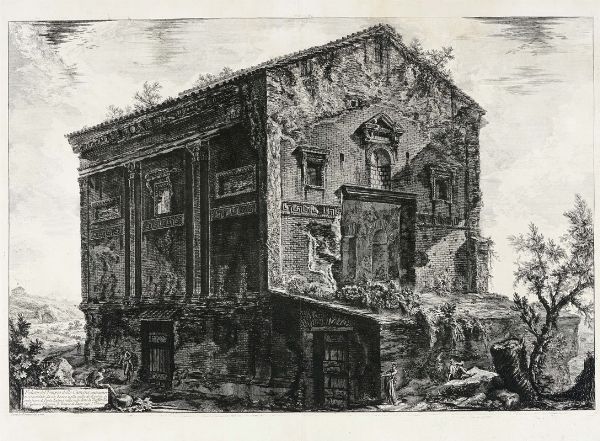 GIOVANNI BATTISTA PIRANESI : Veduta del Tempio delle Camene anticamente circondato da un bosco nella valle di Egeria...  - Asta Arte Antica [Parte I] - Associazione Nazionale - Case d'Asta italiane