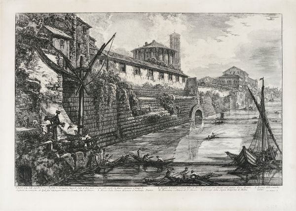 GIOVANNI BATTISTA PIRANESI : Veduta delle antiche Sostruzioni fatte da Tarquinio Superbo dette il Bel Lido...  - Asta Arte Antica [Parte I] - Associazione Nazionale - Case d'Asta italiane