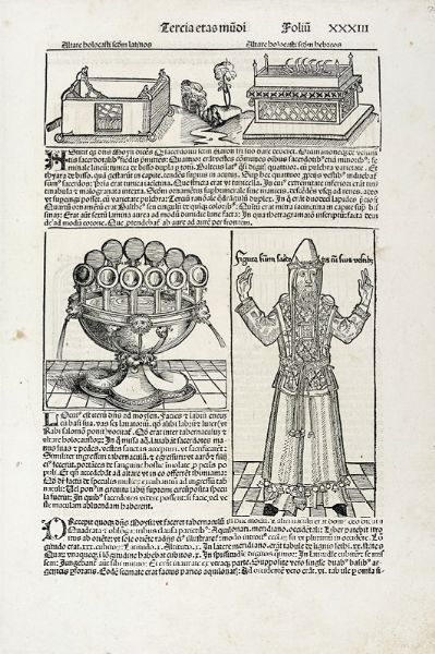 Hartmann Schedel : La Menorah e altre tavole di Judaica.  - Asta Arte Antica [Parte I] - Associazione Nazionale - Case d'Asta italiane