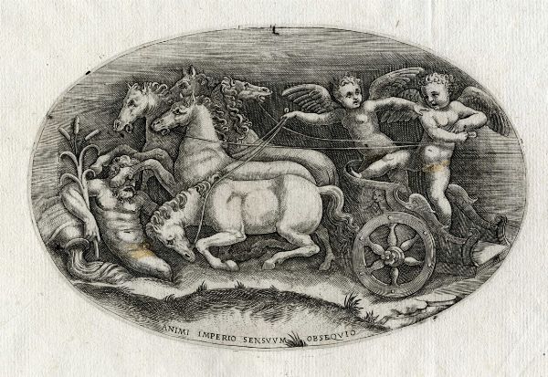 Adamo Scultori : Due putti su carro tirato da cinque cavalli.  - Asta Arte Antica [Parte I] - Associazione Nazionale - Case d'Asta italiane