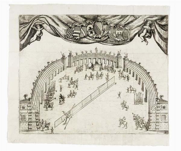 Giostra per la festa popolare della porchetta in Bologna per l'anno 1720.  - Asta Arte Antica [Parte I] - Associazione Nazionale - Case d'Asta italiane