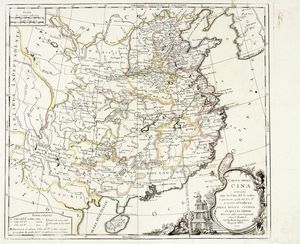 LOUIS BRION DE LA TOUR - Carta della Cina contenente tutte le Citt del I ordine e parimente quelle del 2 e 3 necessarie all'intelligenza della nuova storia di questo impero..