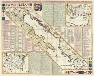 HENRI ABRAHAM CHATELAIN - Carte de geographie des differents etats de la Republique de Venise, l'abreg de son gouvernement politique et ecclesiastique, et les etats o elle a port la gloire de ses armes.
