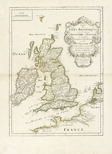 PIERRE DUVAL - Carte des Isles Britaniques o sont les Royaumes d'Angleterre, et d'Escosse, que nous appellons Grande Bretagne et celui d'Irlande avecque les isles qui en sont proche, et les costes de France, de Flandre et de Holande.