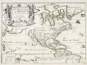 PIERRE DUVAL - Carte universelle du monde Avec de Nouvelles Observations / Amerique Septemtrionale.