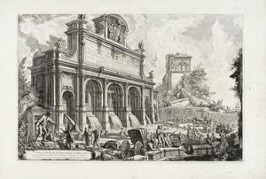 GIOVANNI BATTISTA PIRANESI - Veduta del Castello dell'Acqua Paola sul Monte Aureo.