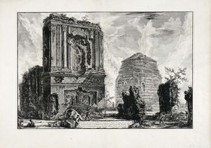 GIOVANNI BATTISTA PIRANESI - Veduta del Sepolcro di Pisone Liciniano su l'antica via Appia...