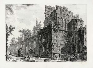 GIOVANNI BATTISTA PIRANESI - Rovine di uno degli alloggiamenti de' Soldati presso ad una delle eminenti fabbriche di Adriano nella sua Villa in Tivoli.