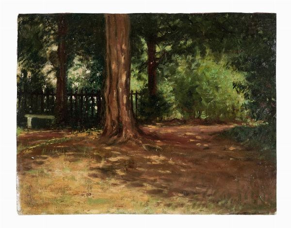 GIOVANNI BATTISTA CARPANETTO : Viale boschivo.  - Asta Arte Moderna e Contemporanea [Parte II] - Associazione Nazionale - Case d'Asta italiane