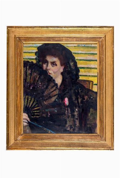 Edoardo Gordigiani : Dama con ventaglio.  - Asta Arte Moderna e Contemporanea [Parte II] - Associazione Nazionale - Case d'Asta italiane