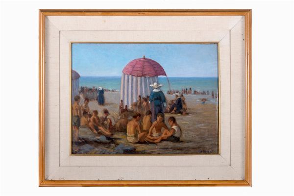 Giovanni Malesci : Colonia marina.  - Asta Arte Moderna e Contemporanea [Parte II] - Associazione Nazionale - Case d'Asta italiane