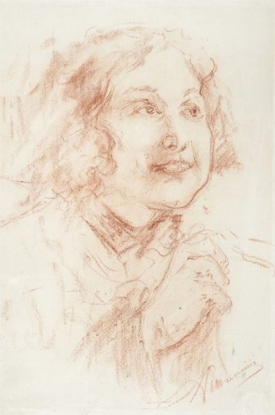 Antonio Mancini : Ritratto di fanciulla.  - Asta Arte Moderna e Contemporanea [Parte II] - Associazione Nazionale - Case d'Asta italiane