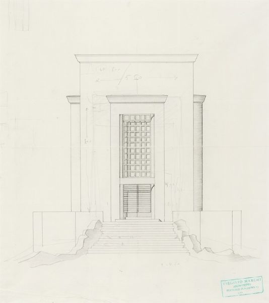 Virgilio Marchi : Ipotetico mausoleo per la famiglia dei marchesi Paulucci di Caboli, Forl.  - Asta Arte Moderna e Contemporanea [Parte II] - Associazione Nazionale - Case d'Asta italiane