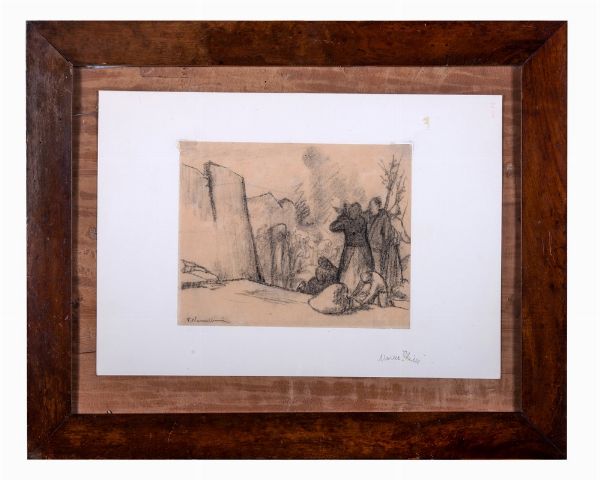 Plinio Nomellini : Pellegrinaggio.  - Asta Arte Moderna e Contemporanea [Parte II] - Associazione Nazionale - Case d'Asta italiane