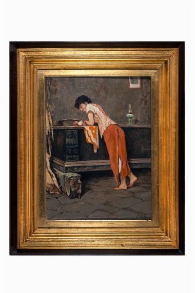 LUDOVICO POGLIAGHI : Donna con pulcino.  - Asta Arte Moderna e Contemporanea [Parte II] - Associazione Nazionale - Case d'Asta italiane