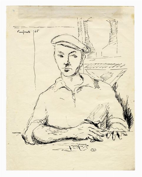 Domenico Purificato : Uomo al tavolo.  - Asta Arte Moderna e Contemporanea [Parte II] - Associazione Nazionale - Case d'Asta italiane