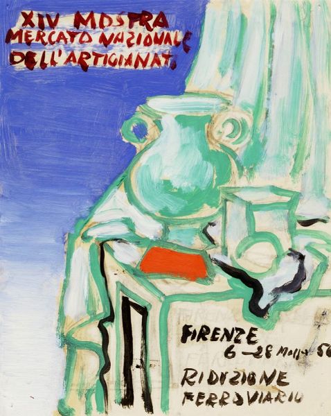 RAM [PSEUD. DI RUGGERO ALFREDO MICHAHELLES] : XIV Mostra Mercato Nazionale dell'Artigianato. Bozzetto per manifesto.  - Asta Arte Moderna e Contemporanea [Parte II] - Associazione Nazionale - Case d'Asta italiane