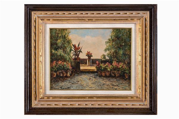 Gino Romiti : Terrazza fiorita.  - Asta Arte Moderna e Contemporanea [Parte II] - Associazione Nazionale - Case d'Asta italiane