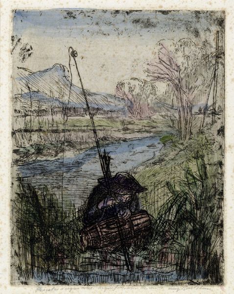 Luigi Bartolini : Pescatore d'acqua dolce.  - Asta Arte Moderna e Contemporanea [Parte II] - Associazione Nazionale - Case d'Asta italiane