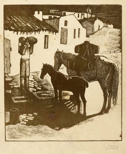 GIUSEPPE BIASI : All'abbeveratoio.  - Asta Arte Moderna e Contemporanea [Parte II] - Associazione Nazionale - Case d'Asta italiane