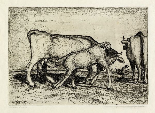 CINO BOZZETTI : Lotto composto di 3 incisioni a tema campestre.  - Asta Arte Moderna e Contemporanea [Parte II] - Associazione Nazionale - Case d'Asta italiane