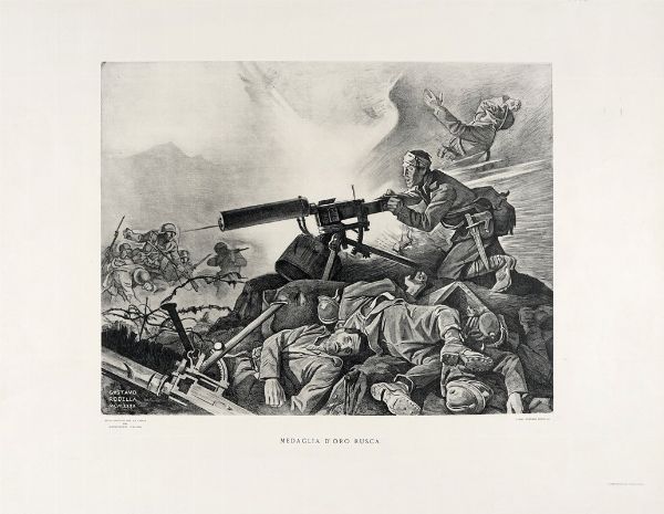 Francesco Chiappelli : Lotto composto di 2 incisioni dalla serie delle Medaglie d'oro al valor militare.  - Asta Arte Moderna e Contemporanea [Parte II] - Associazione Nazionale - Case d'Asta italiane