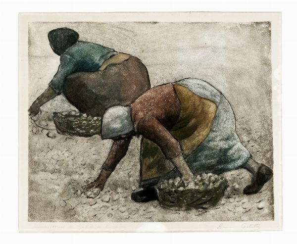 Romeo Costetti : Ramasseuses de galets en Normandie.  - Asta Arte Moderna e Contemporanea [Parte II] - Associazione Nazionale - Case d'Asta italiane