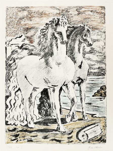 Giorgio de Chirico : Cavalli antichi.  - Asta Arte Moderna e Contemporanea [Parte II] - Associazione Nazionale - Case d'Asta italiane