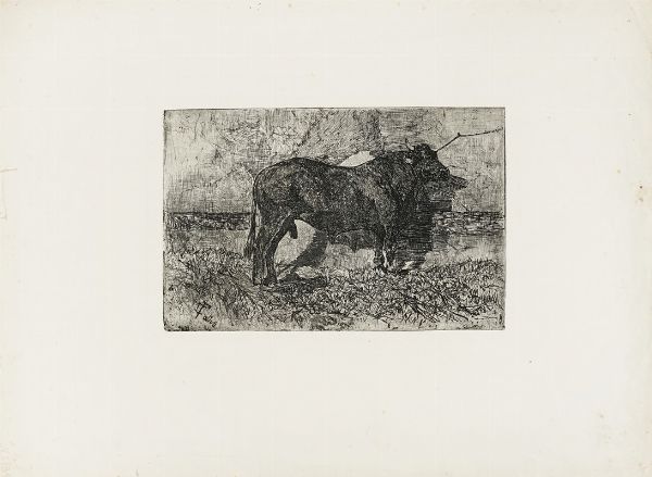Giovanni Fattori : Il toro.  - Asta Arte Moderna e Contemporanea [Parte II] - Associazione Nazionale - Case d'Asta italiane