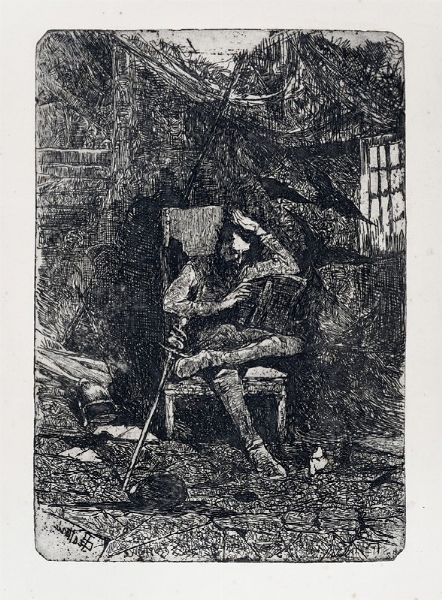 Giovanni Fattori : Don Chisciotte.  - Asta Arte Moderna e Contemporanea [Parte II] - Associazione Nazionale - Case d'Asta italiane