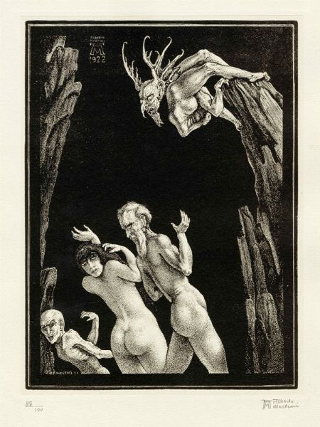 Alberto Martini : Lotto composto di 4 incisioni per la Divina Commedia.  - Asta Arte Moderna e Contemporanea [Parte II] - Associazione Nazionale - Case d'Asta italiane