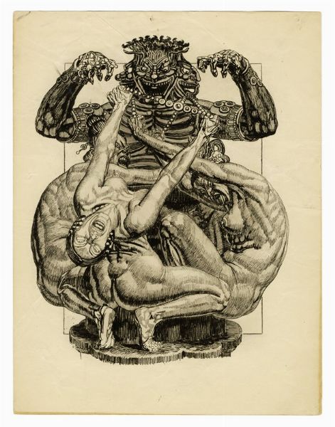 WASSILIJ NICOLAEVIC MASJUTIN : Lotto composto di 3 incisioni macabre.  - Asta Arte Moderna e Contemporanea [Parte II] - Associazione Nazionale - Case d'Asta italiane