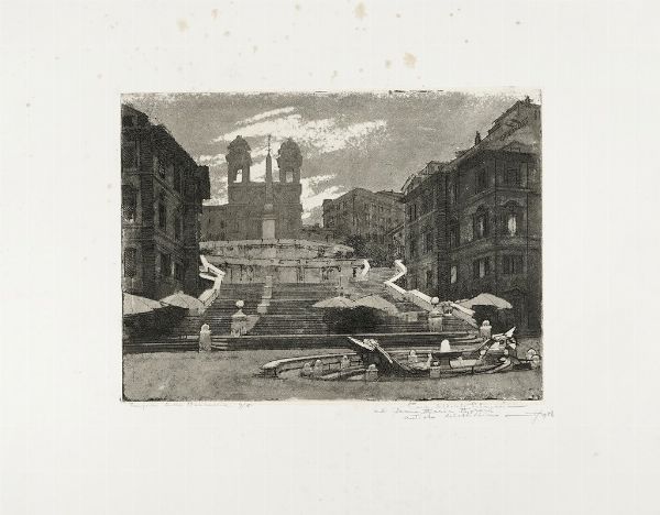 CARLO ALBERTO PETRUCCI : Lotto composto di 2 incisioni su Roma.  - Asta Arte Moderna e Contemporanea [Parte II] - Associazione Nazionale - Case d'Asta italiane