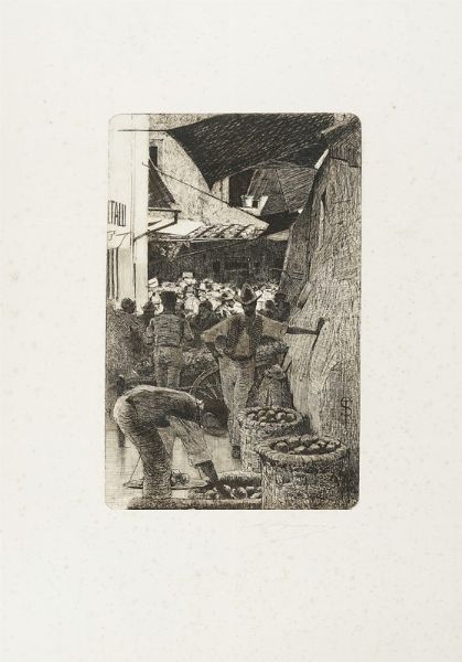 Telemaco Signorini : Il Mercato Vecchio di Firenze.  - Asta Arte Moderna e Contemporanea [Parte II] - Associazione Nazionale - Case d'Asta italiane