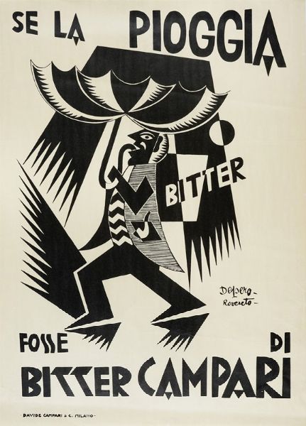 FORTUNATO DEPERO : Se la pioggia fosse di Bitter Campari.  - Asta Arte Moderna e Contemporanea [Parte II] - Associazione Nazionale - Case d'Asta italiane