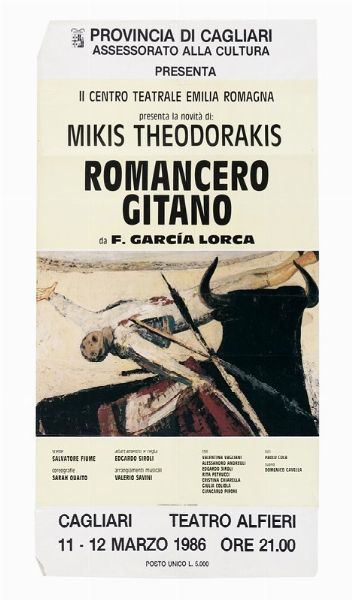 Salvatore Fiume : Lotto composto di 5 manifesti teatrali.  - Asta Arte Moderna e Contemporanea [Parte II] - Associazione Nazionale - Case d'Asta italiane