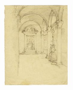 Odoardo Borrani - Scorcio con portico.