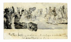 Giulio Aristide Sartorio : Raccolta di disegni originali per Le feste romane di Ruggero Bonghi illustrate da Giulio Aristide Sartorio e Ugo Fleres. Milano, Hoepli, 1891.  - Asta Arte Moderna e Contemporanea [Parte II] - Associazione Nazionale - Case d'Asta italiane