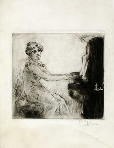 Luigi Conconi - Fanciulla al pianoforte.