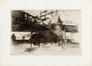 Giuseppe De Nittis - Vue de Londres sous un pont de chemin de fer.