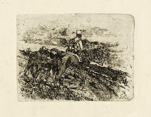 Giovanni Fattori - Artigliere con due cavalli.