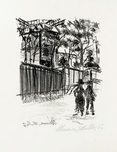 Maurice Utrillo - Personnages devant le moulin de la galette.