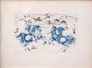 SALVADOR DALI' - Combat des Cavaliers (dalle serie Calderon)