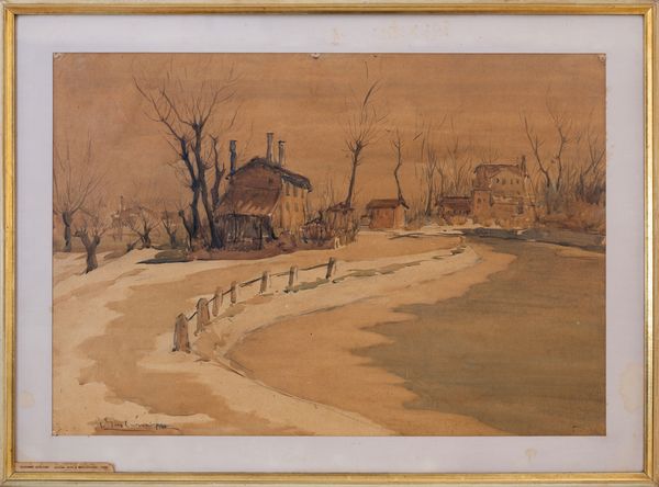 GIOVANNI GIULIANI : Ultima neve a Malcontenta  - Asta Arte moderna e contemporanea - Dipinti del XIX e XX secolo - Associazione Nazionale - Case d'Asta italiane