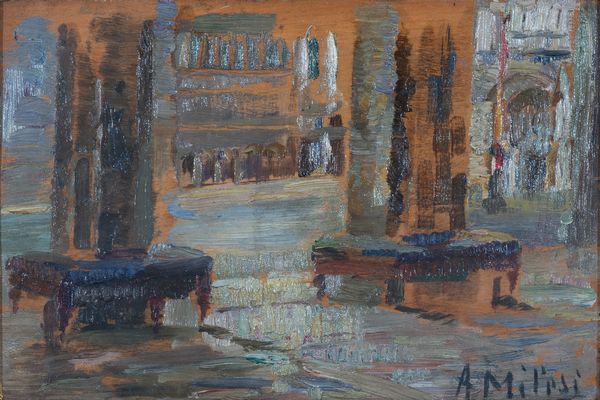 Alessandro Milesi : Caff� Florian  - Asta Arte moderna e contemporanea - Dipinti del XIX e XX secolo - Associazione Nazionale - Case d'Asta italiane