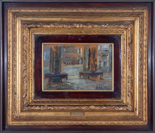 Alessandro Milesi : Caff� Florian  - Asta Arte moderna e contemporanea - Dipinti del XIX e XX secolo - Associazione Nazionale - Case d'Asta italiane