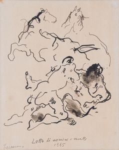 Felice Carena - Lotta di uomini e cavalli