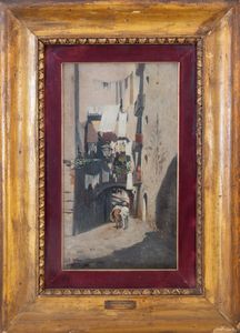 Eduardo Dalbono : Via Anacaglia, Napoli  - Asta Arte moderna e contemporanea - Dipinti del XIX e XX secolo - Associazione Nazionale - Case d'Asta italiane