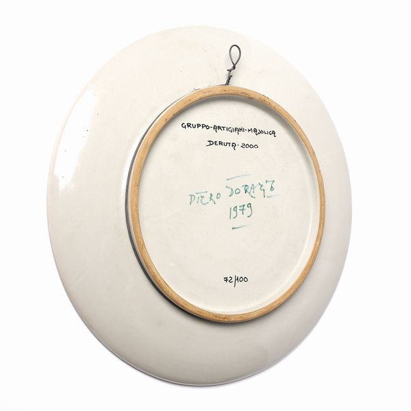 DORAZIO PIERO (1927 - 2005) : Senza titolo Grande piatto con decoro astratto per Gruppo Artigiani Majolica Deruta  - Asta Asta 451 | DESIGN E ARTI DECORATIVE DEL NOVECENTO - CERAMICHE e VETRI Online - Associazione Nazionale - Case d'Asta italiane